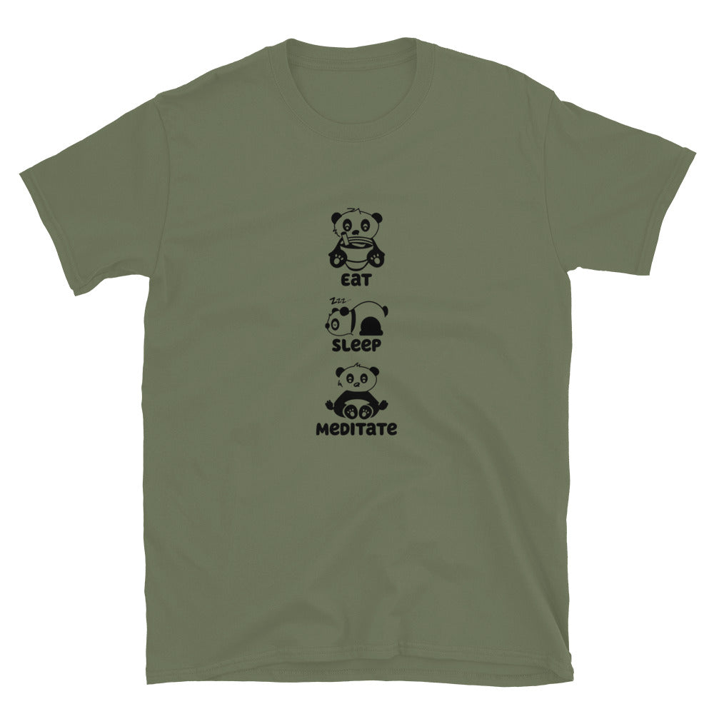 Eat Sleep Meditate Panda TShirt - Military Green Color - https://ascensionemporium.net